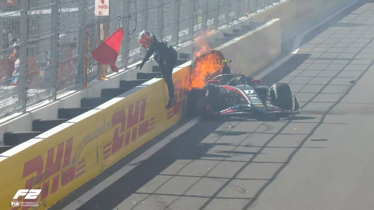 El circuito que no perdona: fuego y muros en el vertiginoso estreno de Madring para la F2 thumbnail
