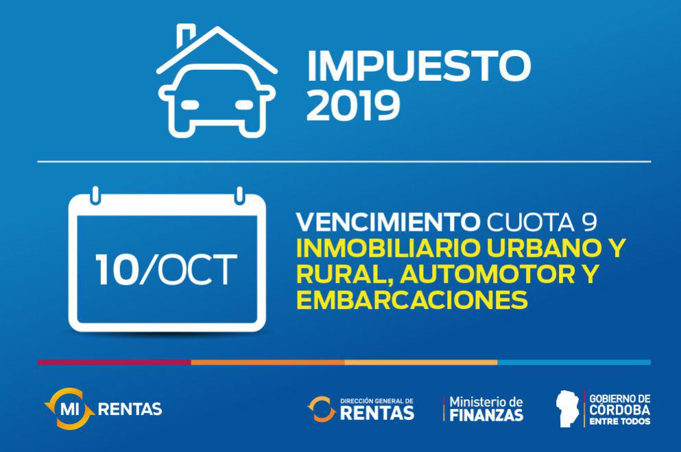 Rentas: el jueves próximo vence la cuota 9 