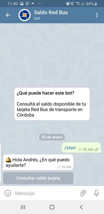 Cómo conocer el saldo de tu tarjeta Red Bus con un bot de Telegram