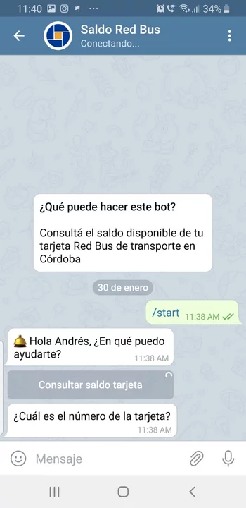 Cómo conocer el saldo de tu tarjeta Red Bus con un bot de Telegram