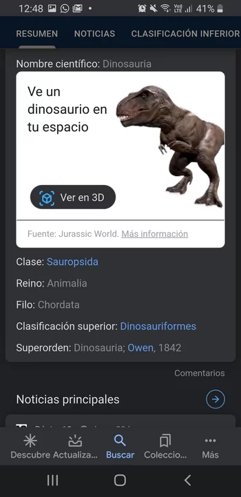 Cómo usar los dinosaurios de realidad aumentada de Google en tu celular