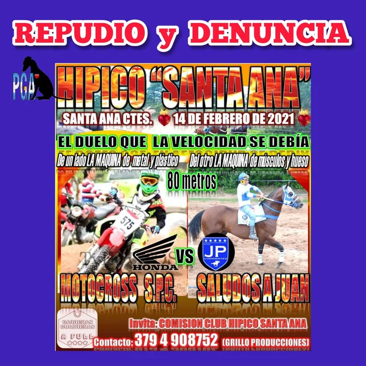 Presión social impidió una promocionada carrera entre un caballo y una moto
