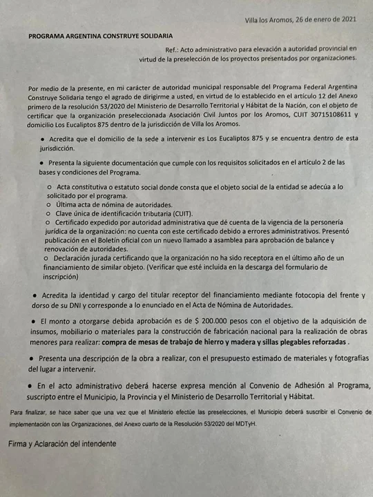Denuncian a jefa comunal de Villa Los Aromos por darle un subsidio a su asociación