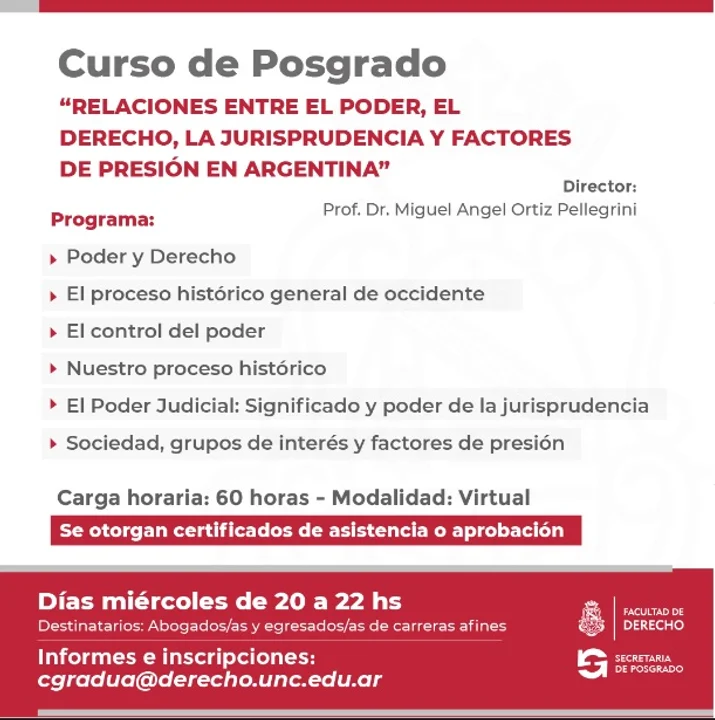 Curso de Posgrado sobre poder y justicia en la UNC