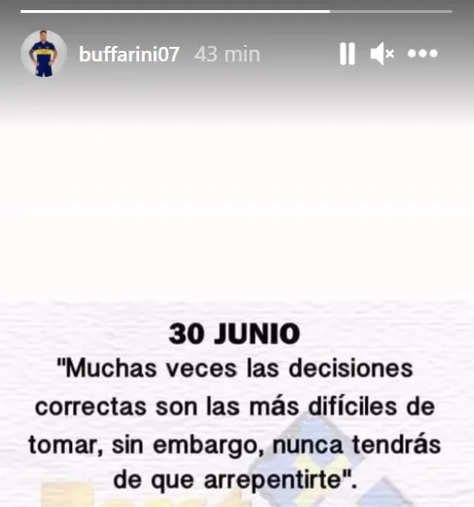 Julio Buffarini: sugestivo mensaje de despedida de Boca