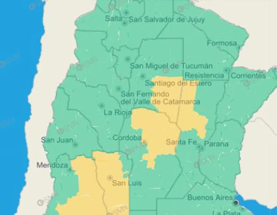 El SMN alerta por fuertes vientos para Córdoba / Imagen: Servicio Meteorológico Nacional