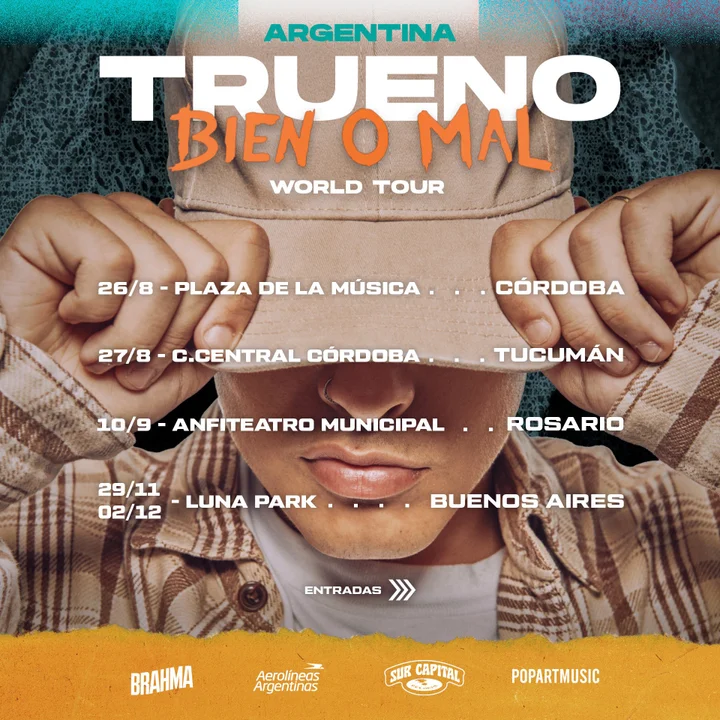 Trueno actúa en Córdoba el 26 de agosto - Foto Twitter