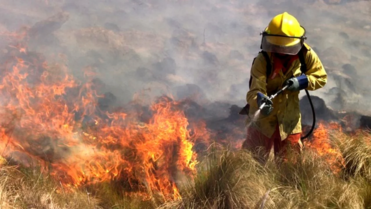 Arduo trabajo de los bomberos en las sierras. Imagen: Gobierno de Córdoba.