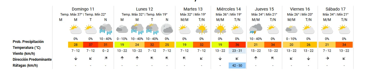 Anticipan una máxima de 37 grados y chaparrones por la noche en Córdoba