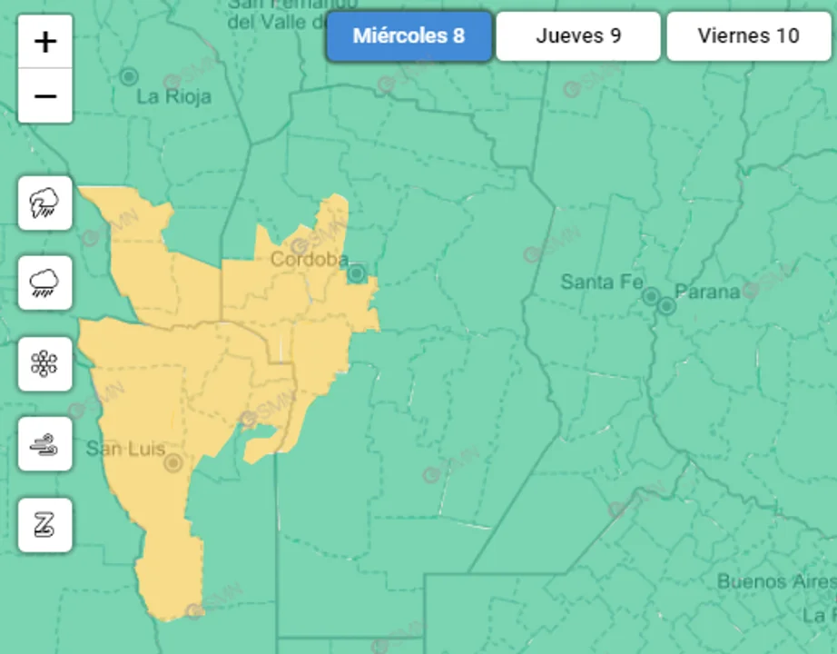 Tormentas y 36º de máxima, el panorama de miércoles en Córdoba