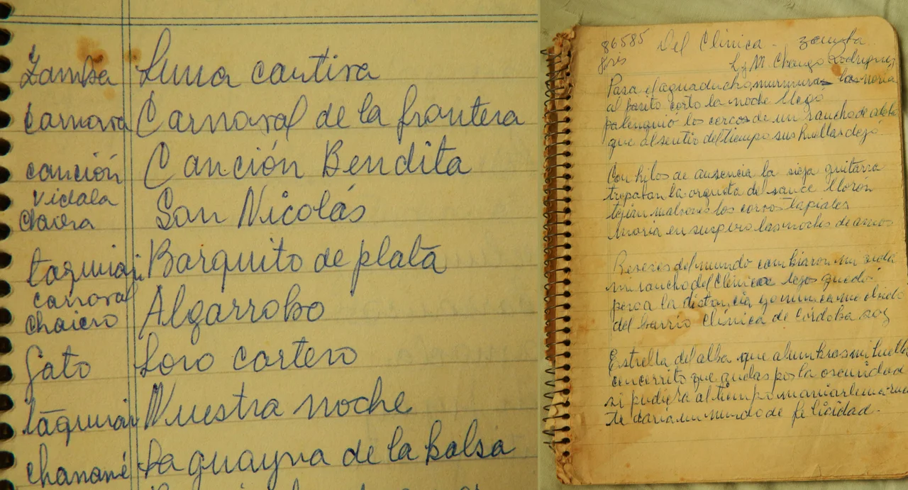 De los cuadernos personales del Chango Rodríguez. Manuscritos suyos. Archivo familiar. Rescate del autor de esta nota, 2014.