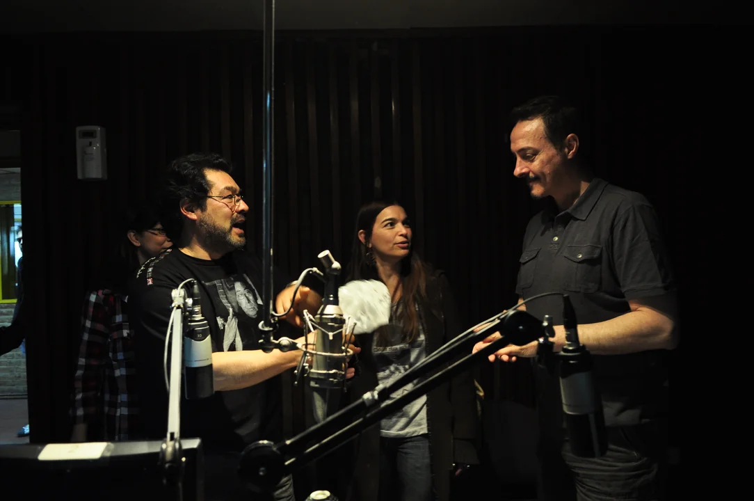 Pedro Aznar de visita en la radio. Foto: Carolina Herran