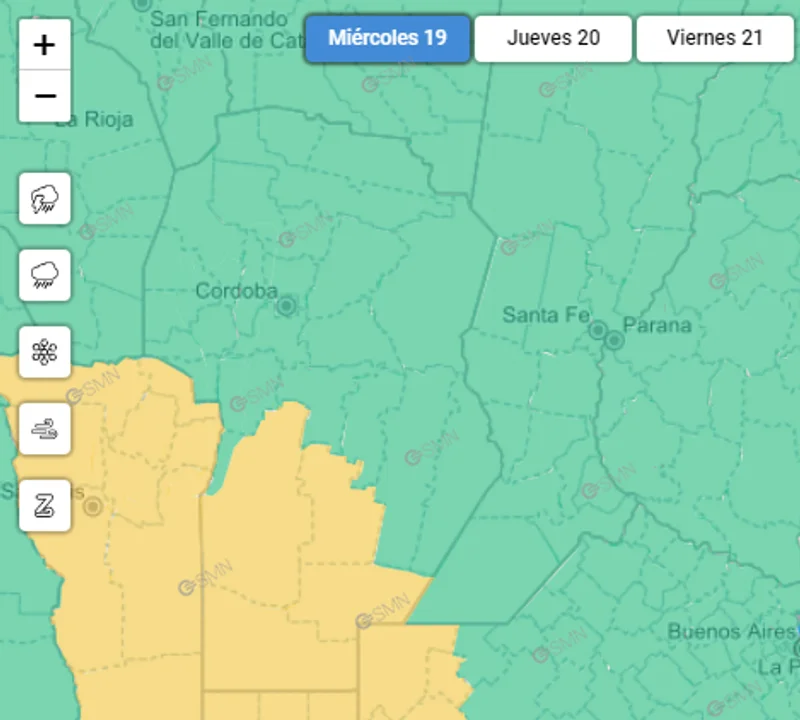 En un frío de miércoles, rige "alerta amarillo" por vientos en Córdoba