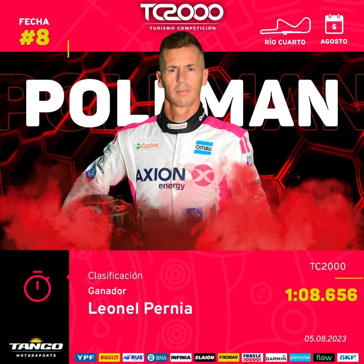 Leonel Pernía se quedó con la pole position del TC 2000 en Río Cuarto