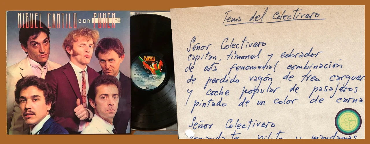 Miguel Cantilo y Punch. Foto: Redes. Manuscrito: Archivo Víctor Pintos