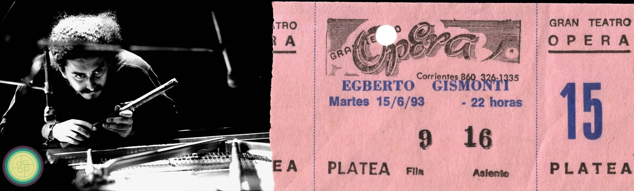 Egberto Gismonti. Foto: redes. Entrada de un concierto: Archivo Víctor Pintos