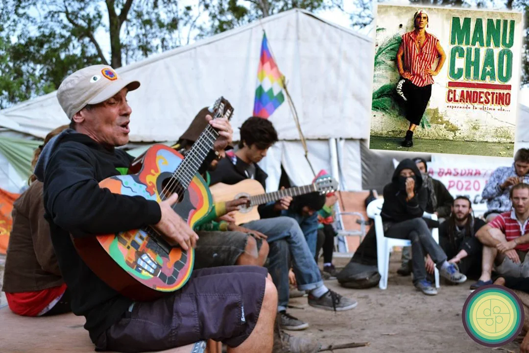 Manu Chao en el Acampe de Malvinas Argentinas contra Monsanto. Foto: Redes