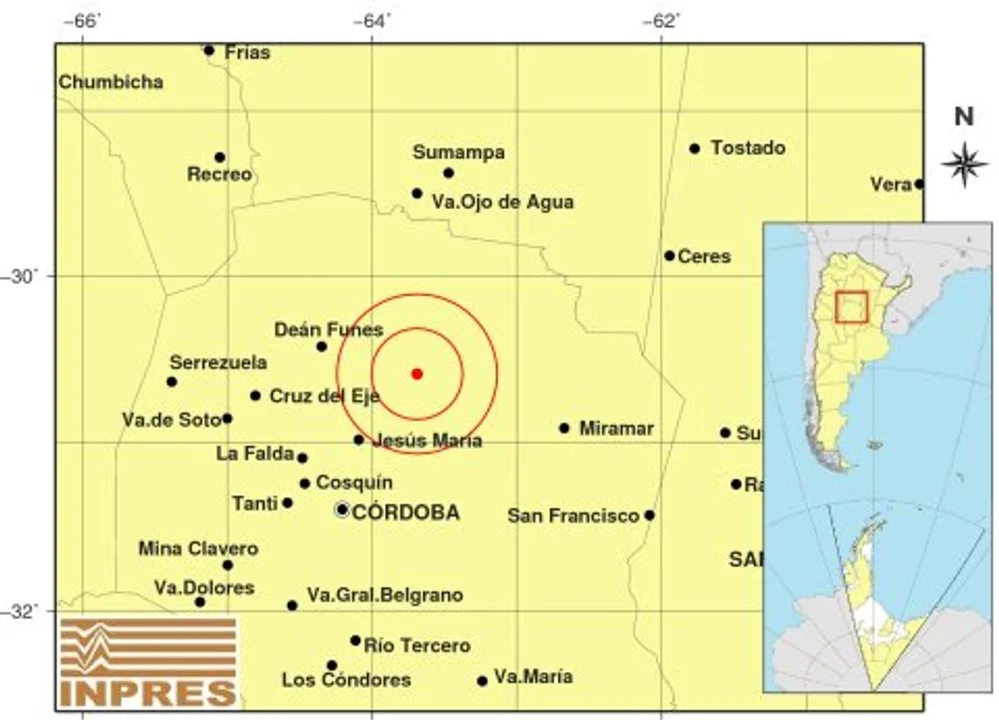 Un temblor se sintió en las sierras de Córdoba este miércoles