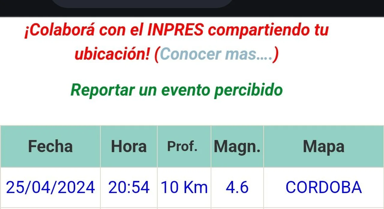 Temblor en Córdoba: qué informó el INPRES