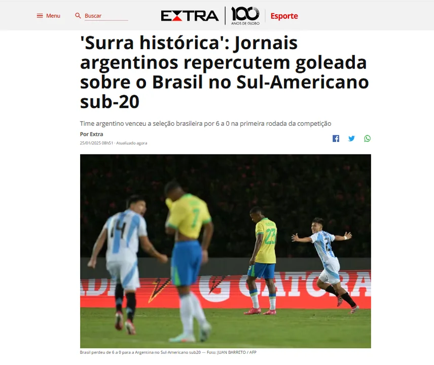 Argentina humilla a Brasil en el Sudamericano Sub 20: lo que dicen los medios brasileños