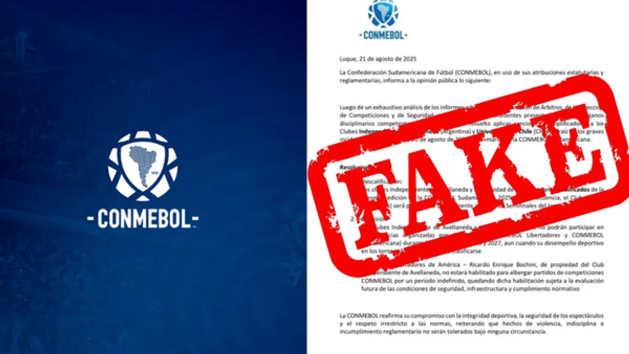 Conmebol desmintió un comunicado que se viralizó sobre la violencia en Independiente thumbnail
